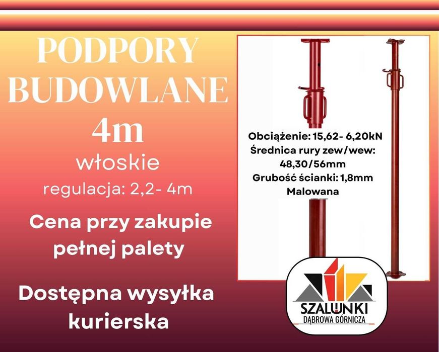 Podpory budowlane   sztyce stemple 4m podpory włoskie, podpora włoska