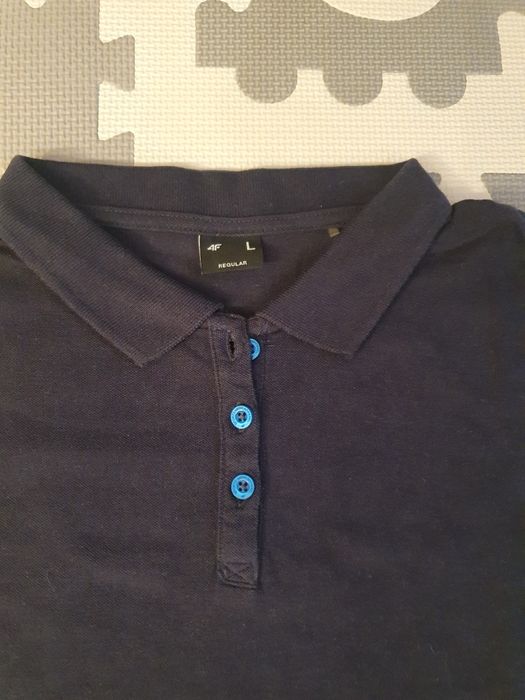 4F Damska koszulka polo, polówka, granatowa, L