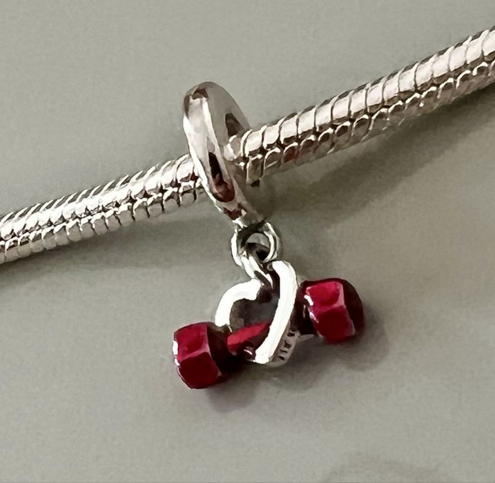 Charms Pandora hantel, serce, srebrny