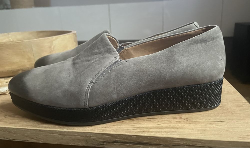 Ecco cleveland skora 38 mokasyny szare loafersy nowe