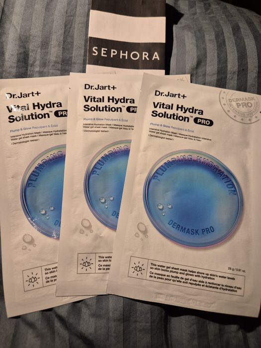 3 sztuki! Nowe maski! DR.JART VItal Hydra Solution Pro Masks 3 x 26g maski nawilżające ujędrniające SEPHORA