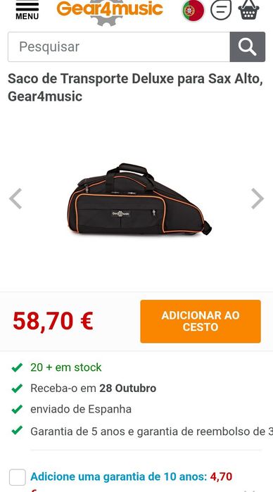 GigBag Sax Alto gear4music. Novo