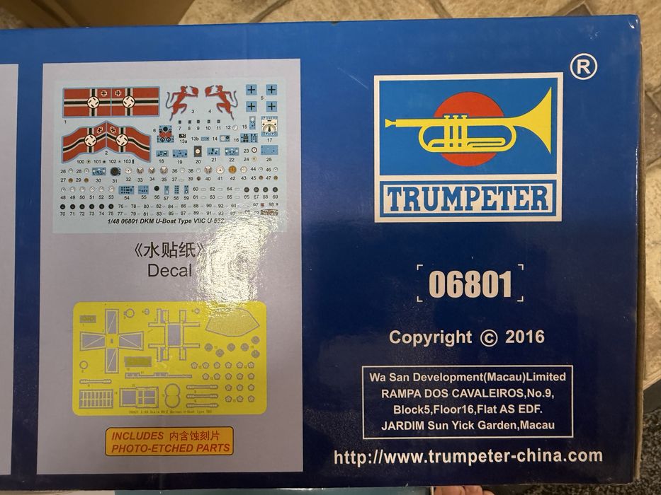 Сборная модель 1/48 Немецкая подлодка DKM типа VIIC U-552 Trumpeter 06801