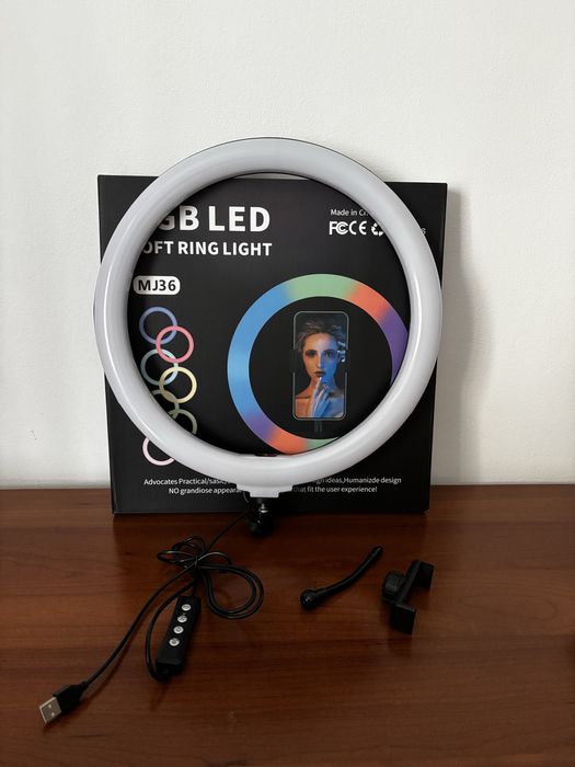 Ring Light RGB 36cm NOVA (Com comando e suporte telemovel incluidos)