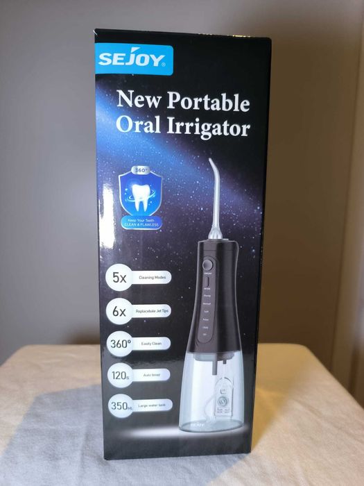 Irygator do zębów SEJOY bezprzewodowy 350 ml IPX7 5 trybów czarny NOWY