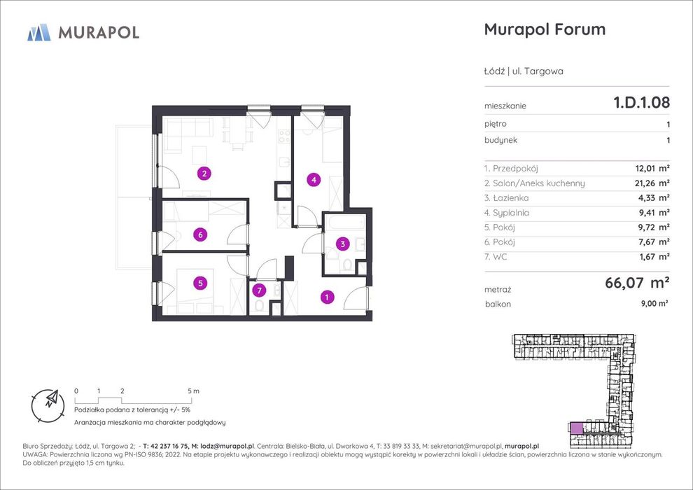4-pokojowe mieszkanie 66m2 + balkon