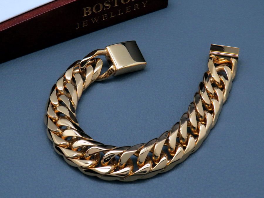 MEGA GRUBA ZŁOTA bransoleta MĘSKA STAL chirurgiczna 316L 19 mm OKAZJA