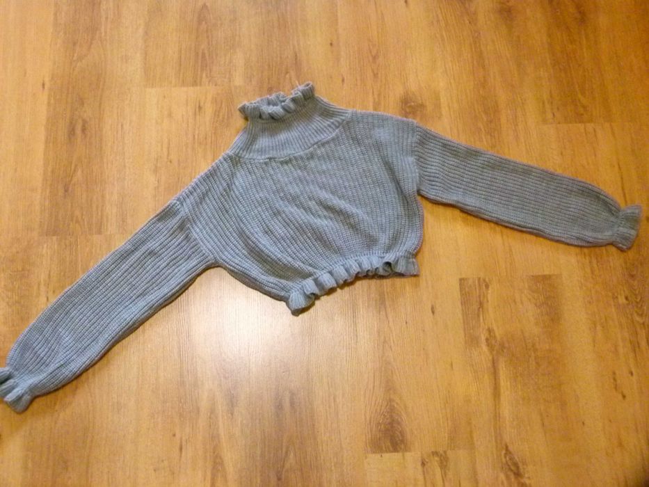 sweter szary krótki pleciony damski rozm 38 M