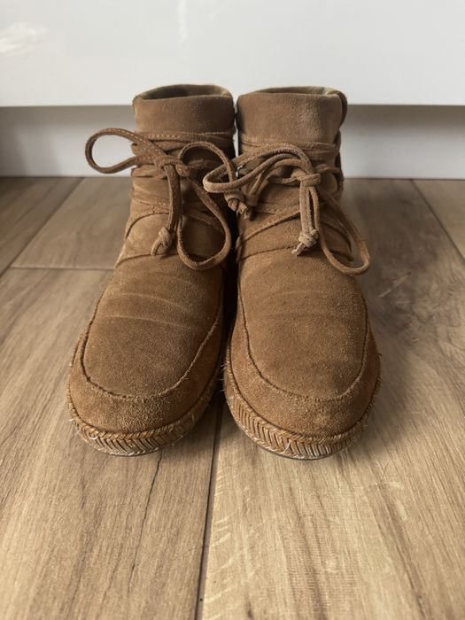 Skórzane ugg zamszowe kamelowe brąz