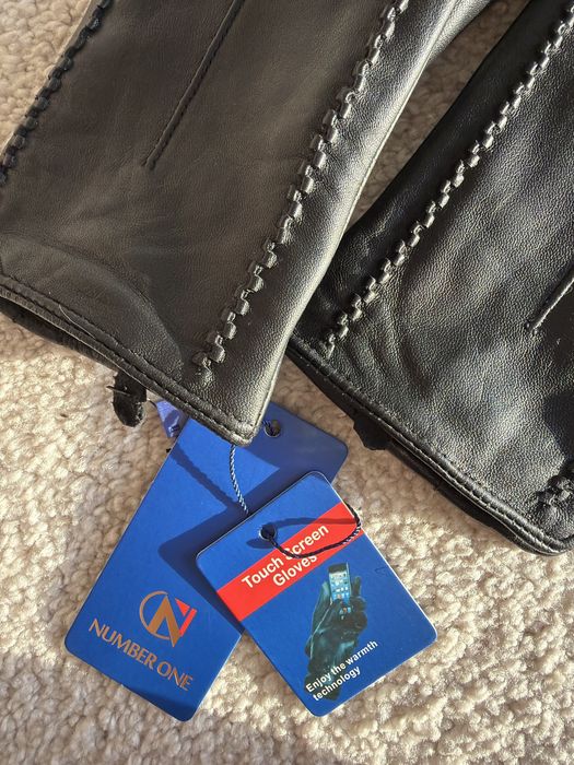 НОВІ ШКІРЯНІ рукавички з елегантним візерунком