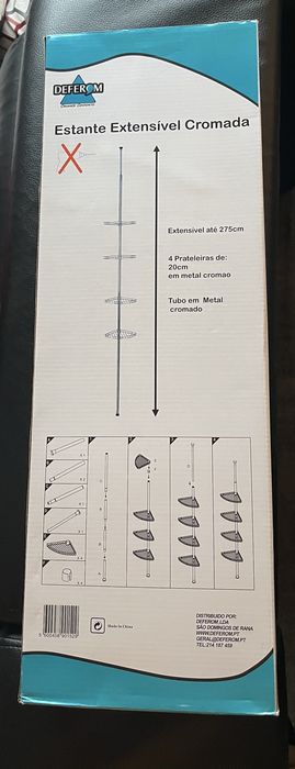 Estante de canto para chuveiro 4 prateleiras extensível até 275cm