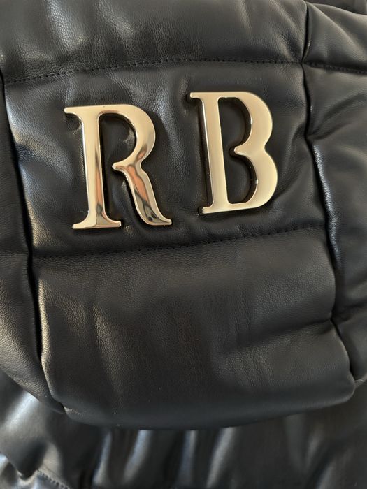 Roberta Biagi nowa, piękna, czarna kurtka z kapturem pikowana puchowa