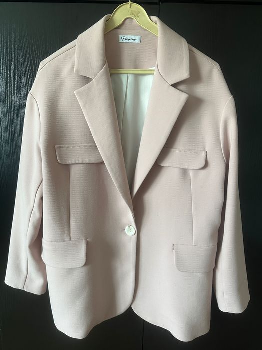 Marynarka żakiet Purpura polski blady pudrowy róż casual M/L
