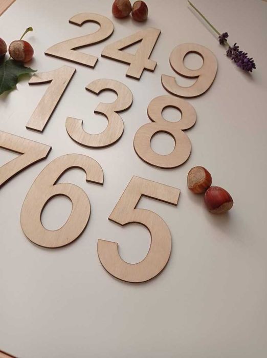 Cyfry z drewna decoupage 10 cm DIY