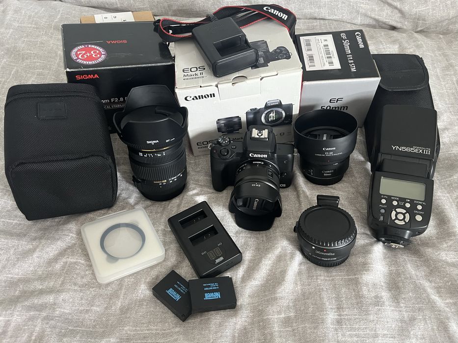 Zestaw Canon M50 Mark II + Sigma 17-50 f/2.8 + Canon 50mm f/1.8 + Dodatki