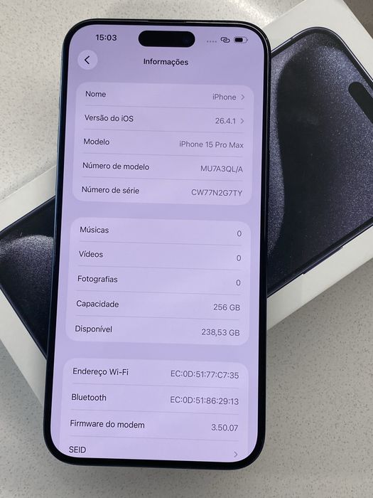 Iphone 15 Pro Max 256GB com caixa muito bom estado azul titanium