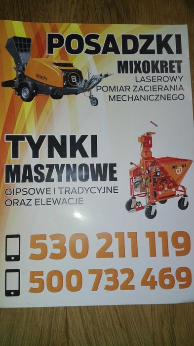 Tynki maszynowe gipsowe i cementowo- wapienne.Konkurencyjne ceny