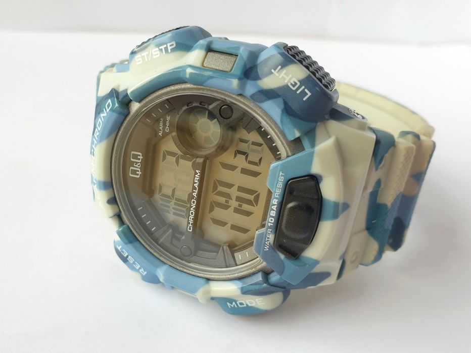 Zegarek Q&Q digital military blue camo alarm wr100 qq