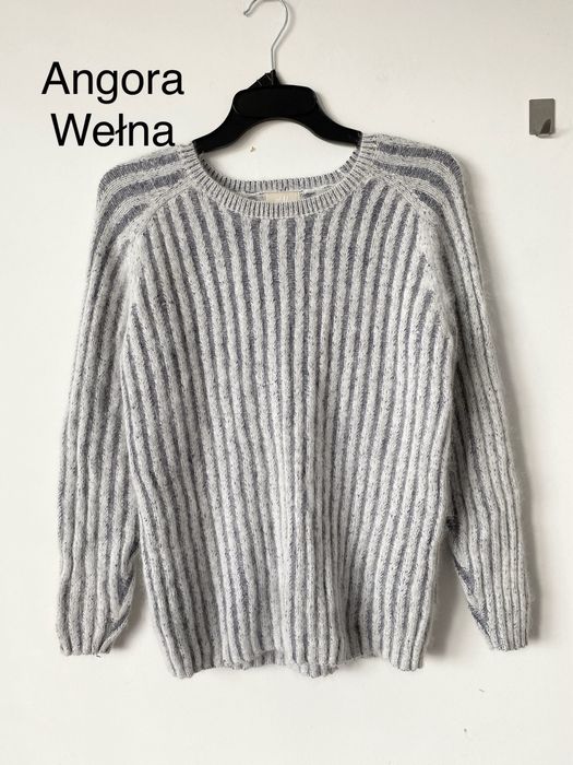 H&M angora blend puszysty miękki sweter welna prążek