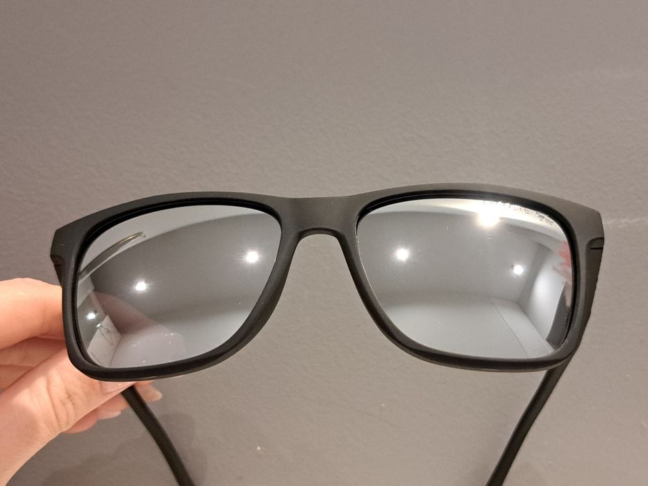 LACOSTE męskie okulary przeciwsłoneczne nowe czarne lustrzanki polaryz