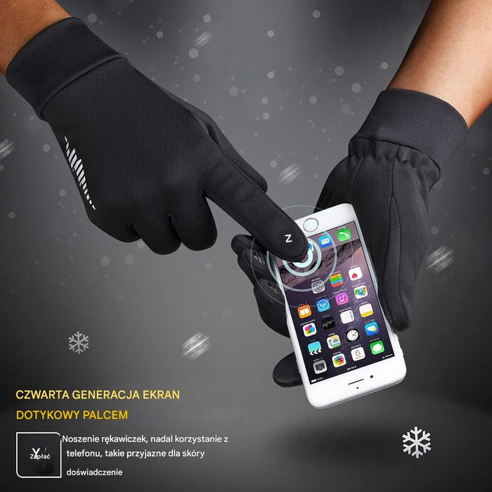Rękawice zimowe termiczne dotykowe smartphone antypoślizgowe sport L