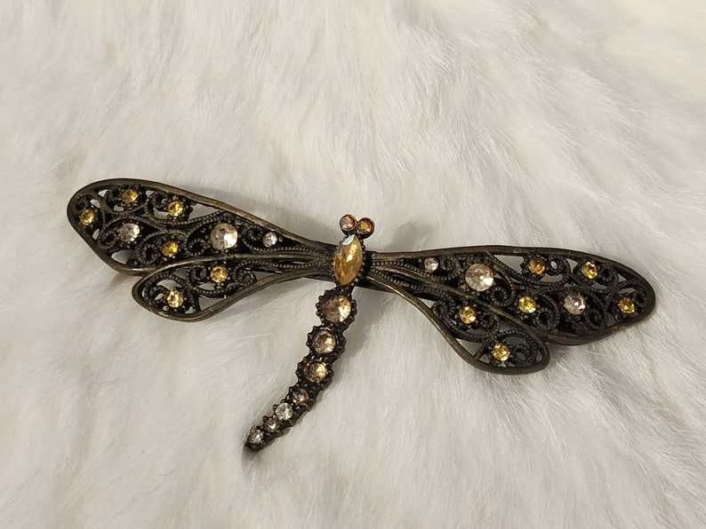 Большая винтажная заколка для волос "Стрекоза"