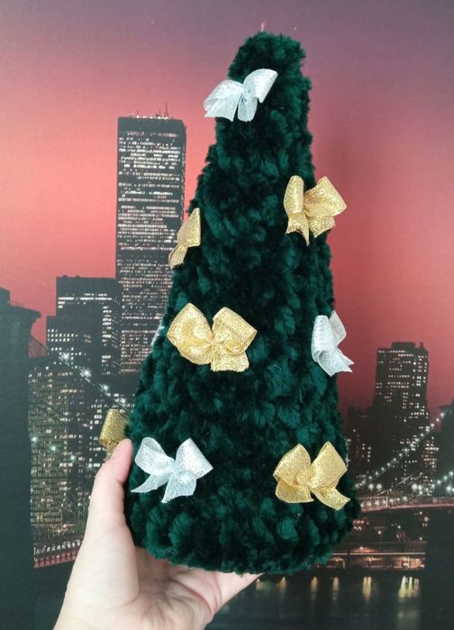 Ялинка хендмейд 30 см маленька ялинка в'язана плюшева 30 см