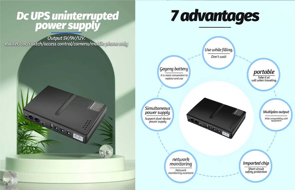UPS для роутера модема DC1018L DC1036L Li-Ion 18/36W 5/9/12В USB PoE