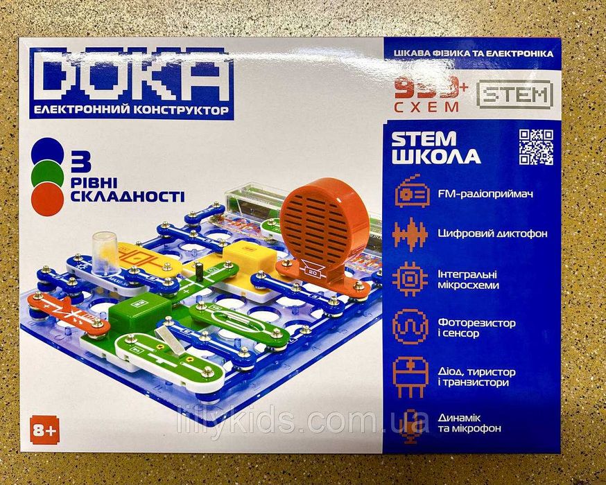 Конструктор електронний DOKA D70708 ШКОЛА "999! СХЕМ"