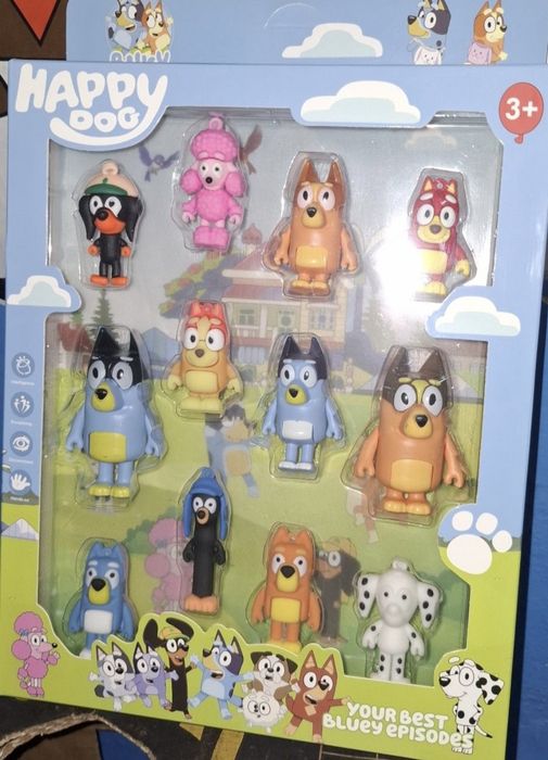 Zestaw 12 nowych figurek z bajki Bingo i Bluey.