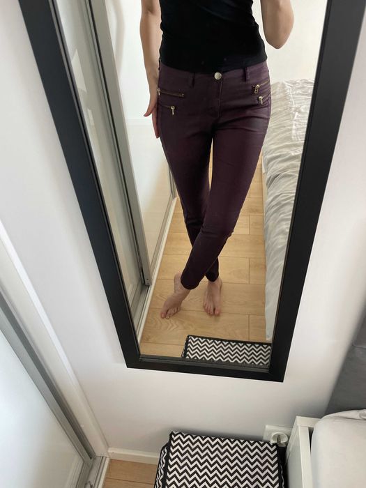 Woskowane spodnie fioletowe Only