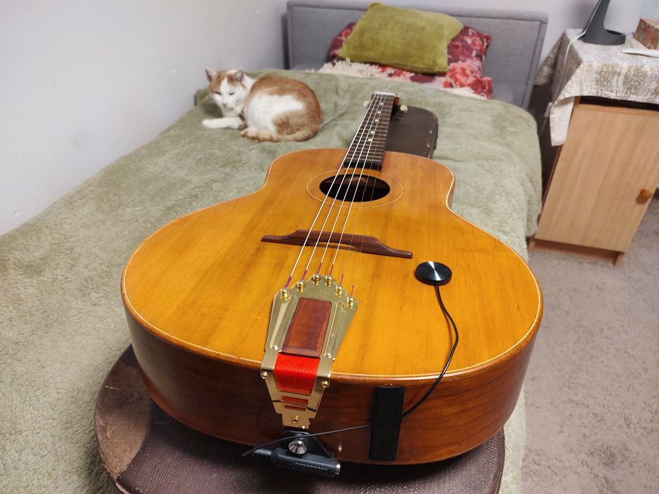 Gypsy jazz guitar Hans Hau lutnicza gitara elektroakustyczna CASE !!