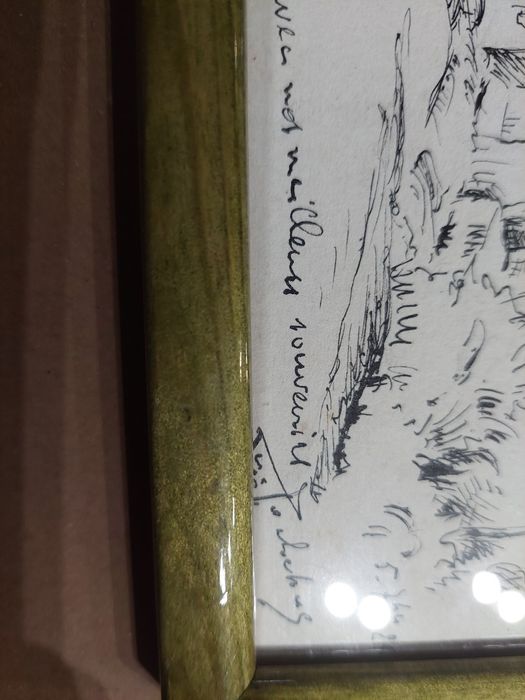 Desenho com moldura assinado quadro