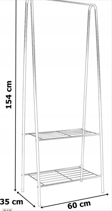 Wieszak stojący na ubrania biały 154 cm 2 półki garderoba