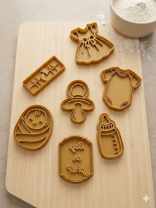 Kit Cortadores de Biscoito Chá Revelação / Bebé (Impressão 3D)