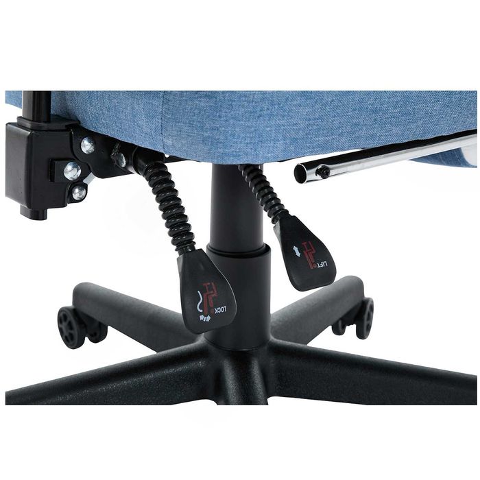 Fotel Gamingowy z podnóżkiem DEUS Edge Light Blue, tkanina