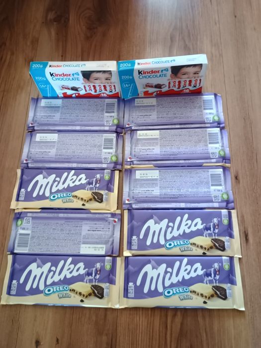 10 sztuk czekolady Milka Oreo i 2 sztuki Kinder czekolady po 200g
