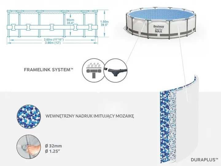 Каркасний басейн Bestway Steel Pro MAX 56418 366x100см з драб та насос