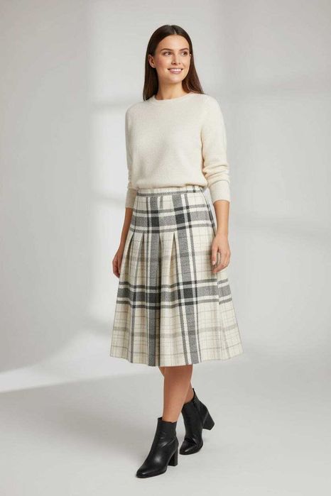 Юбка теплая зимняя в складку 100% шерсть с карманами, р. М/L