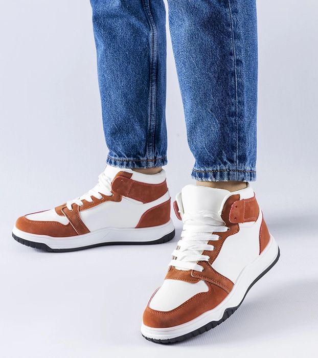 Biało-brązowe sneakersy za kostkę Elizabeth