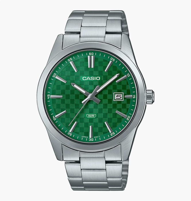 Трендовий годинник Casio MTP-VD03D-3A1 Зелений циферблат Касіо оригінал