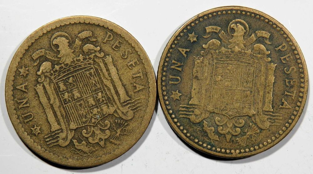 Moedas Espanha - 2 Pesetas 1947 *48, 54, e 2,5 Pesetas *56  - SÓ 1,5€