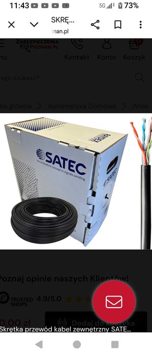 Skrętka przewód  zewnętrzny SATEC Raydex PE UTP kat.5E 4x2xAWG24 305m