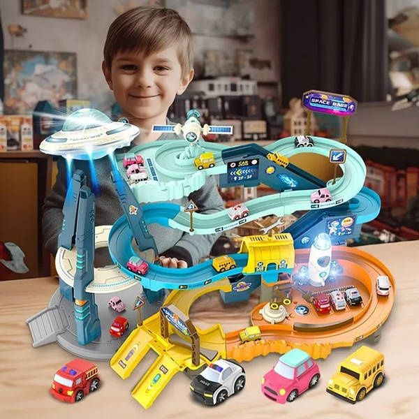 Дитячий автотрек Космічна станція, детский трек парковка космос гараж