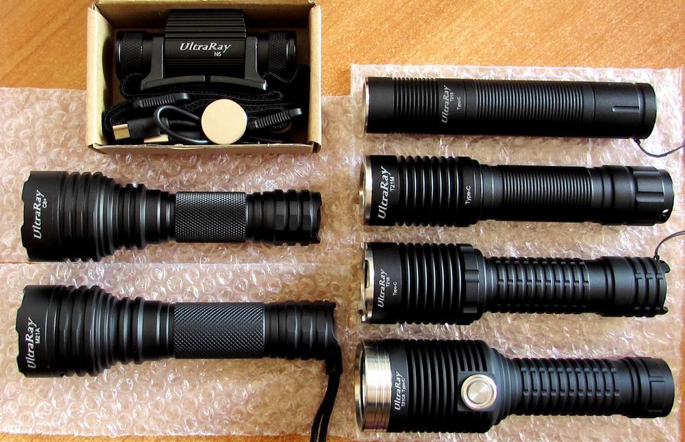 Мощные фонари с Type-C UltraRay T21S/T21M/T21B широкая засветка