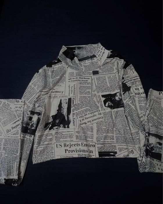 Top de manga longa shein estilo jornal