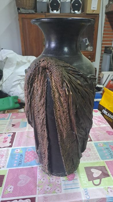 Pote decoracao com aplicação  textile