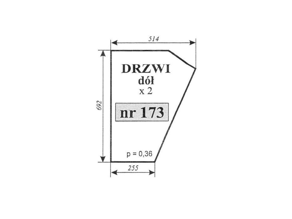szyba drzwi dół c-360 mf-255 koźmin 173