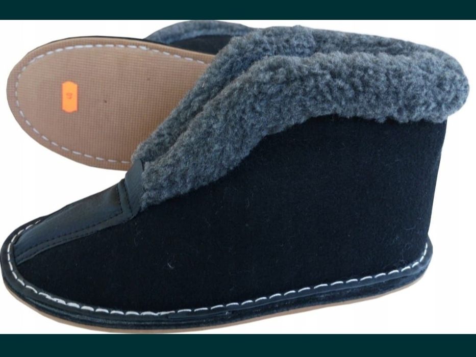 Bambosze męskie filcowe łapcie 45 rozmiar kapcie wysokie ciepłe