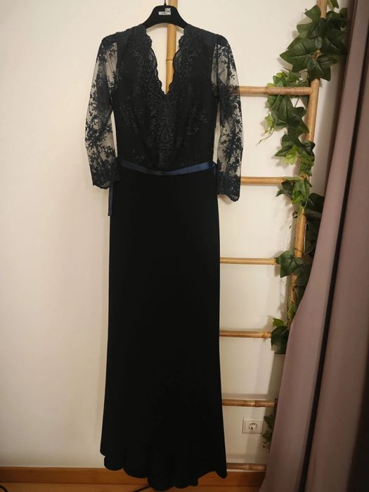 Vestido festa/cerimónia/gala azul-marinho - tamanho S